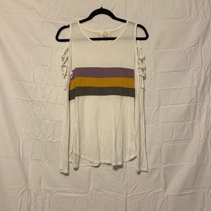 Mardi Gras cut out shoulder tee(has long sleeves)